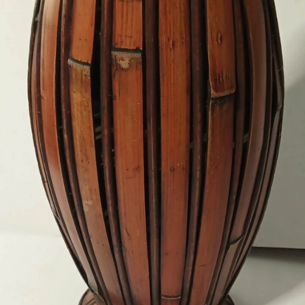 Vintage Rustic MCM Bamboo Wooden Vase 22.5 Inches Tall - Picture 6 of 7